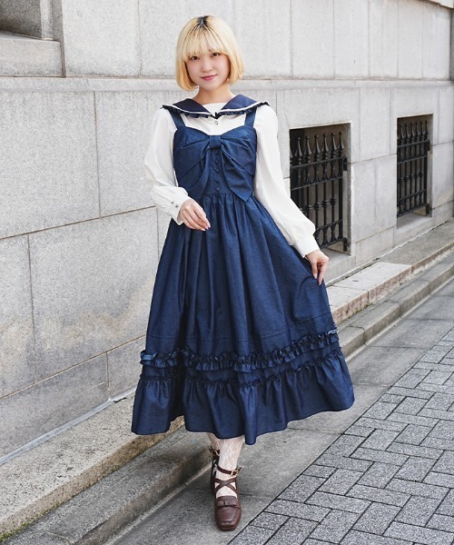 axes femme POETIQUE（アクシーズファムポエティック）の「裾デザインリボンＪＳＫ（ワンピース・レディース・ブラック/インディゴブルー/ワイン・MEDIUM）」の19枚目の写真