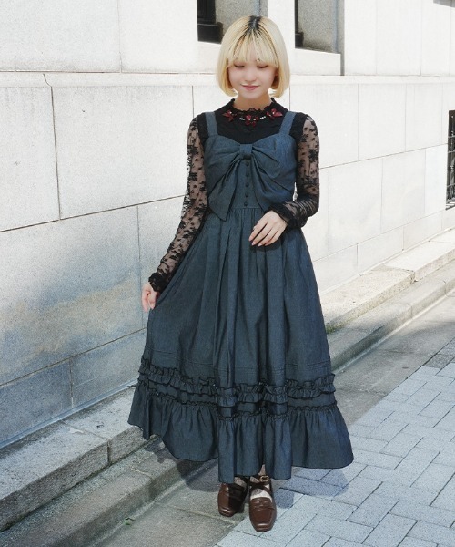 axes femme POETIQUE（アクシーズファムポエティック）の「裾デザインリボンＪＳＫ（ワンピース・レディース・ブラック/インディゴブルー/ワイン・MEDIUM）」の20枚目の写真