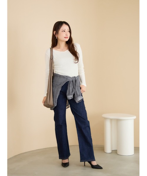 COHINA(コヒナ)の「シアーチェックシャツ 【低身長・小柄女性】(シャツ/ブラウス・レディース・チャコール/ライトベージュ/ブラウン・ONE SIZE)」の6枚目の写真
