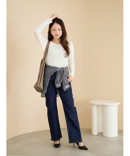 COHINA(コヒナ)の「シアーチェックシャツ 【低身長・小柄女性】(シャツ/ブラウス・レディース・チャコール/ライトベージュ/ブラウン・ONE SIZE)」の7枚目の写真