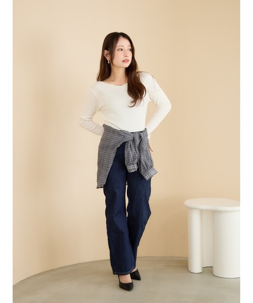 COHINA(コヒナ)の「シアーチェックシャツ 【低身長・小柄女性】(シャツ/ブラウス・レディース・チャコール/ライトベージュ/ブラウン・ONE SIZE)」の8枚目の写真
