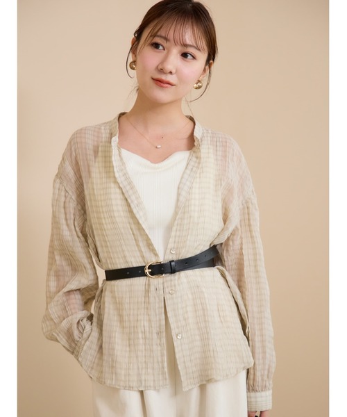COHINA(コヒナ)の「シアーチェックシャツ 【低身長・小柄女性】(シャツ/ブラウス・レディース・チャコール/ライトベージュ/ブラウン・ONE SIZE)」の19枚目の写真