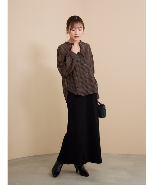 COHINA(コヒナ)の「シアーチェックシャツ 【低身長・小柄女性】(シャツ/ブラウス・レディース・チャコール/ライトベージュ/ブラウン・ONE SIZE)」の17枚目の写真