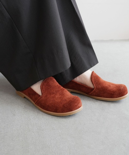 TIDEWAY（タイドウェイ）の「PIGSUEDE FLAT SHOES（スリッポン・レディース・サーモンピンク/チャコールグレー/ブラック/ベージュ/ブラウン・MEDIUM/SMALL/LARGE）」の9枚目の写真