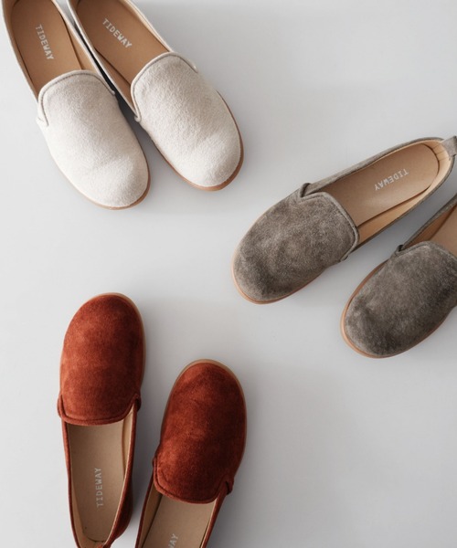 TIDEWAY（タイドウェイ）の「PIGSUEDE FLAT SHOES（スリッポン・レディース・サーモンピンク/チャコールグレー/ブラック/ベージュ/ブラウン・MEDIUM/SMALL/LARGE）」の18枚目の写真