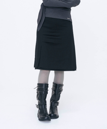 Layered panel pleats midi skirt BLACK