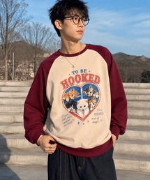HOOK（フック）の「HOOK -original-　ハート猫プリントラグランスウェットプルオーバー（スウェット）」