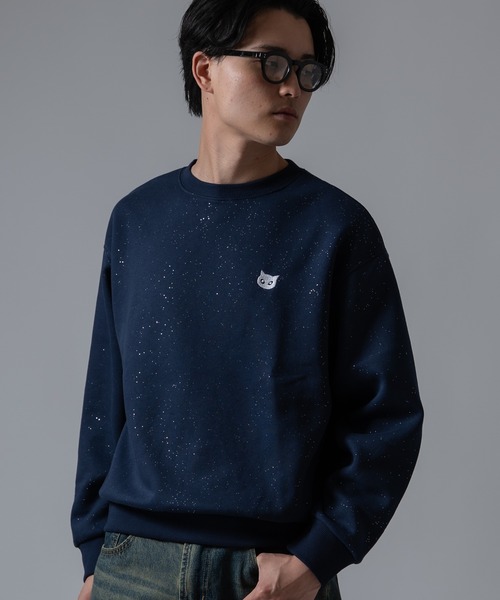 SIDEWAY STANCE(サイドウェイスタンス)の「【SIDEWA YSTANCE】ネコメ刺しゅう ラメ裏起毛トレーナー(スウェット・メンズ・ブラック/ネイビー/ブラウン・LARGE/MEDIUM)」の3枚目の写真