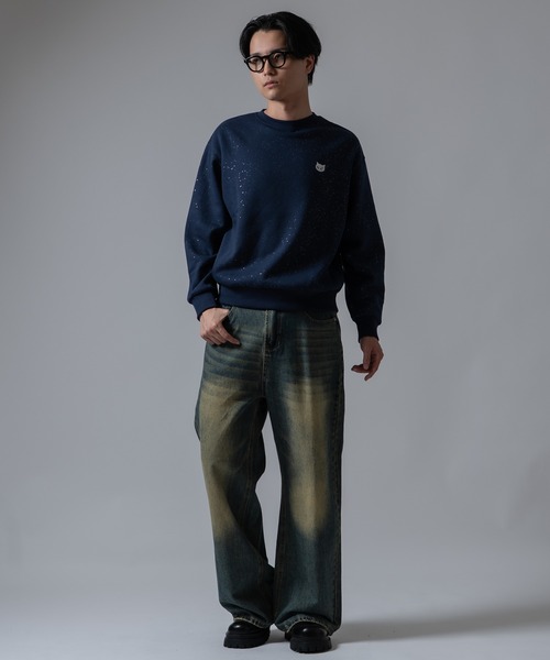 SIDEWAY STANCE(サイドウェイスタンス)の「【SIDEWA YSTANCE】ネコメ刺しゅう ラメ裏起毛トレーナー(スウェット・メンズ・ブラック/ネイビー/ブラウン・LARGE/MEDIUM)」の11枚目の写真