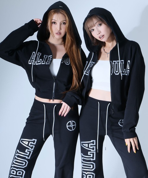 Diable baiser（ディアブルベーゼ）の「【ALIBURA】ラメロゴスウェット脚長フレアパンツ/レディース（その他パンツ・レディース・ブラック・FREE）」の6枚目の写真
