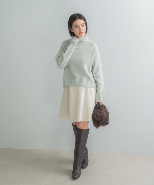 URBAN RESEARCH ROSSO WOMEN(アーバンリサーチ ロッソ)の「『WEB/一部店舗限定』エクストラファインボトルネックニット(ニット/セーター・レディース・ミント/ライトグレー/ネイビー・FREE)」の19枚目の写真