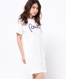 GRIFF / ROIAL(ロイアル) フロントブランドロゴプリント ミドル丈 フード付き ルームウェア 半袖Tシャツ ワンピース
