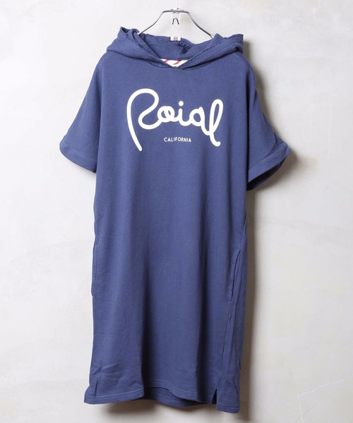 roial(ロイアル)の「GRIFF / ROIAL(ロイアル) フロントブランドロゴプリント ミドル丈 フード付き ルームウェア 半袖Tシャツ ワンピース(ワンピース・レディース・ネイビー/ホワイト/ピンク系その他/グレー・MEDIUM/SMALL)」の10枚目の写真