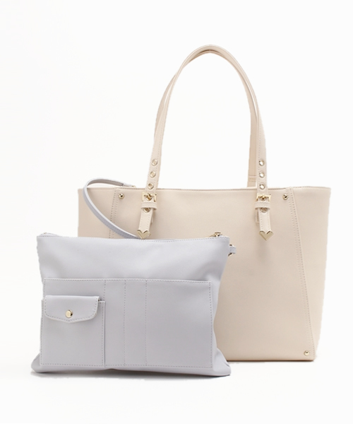 Heather（ヘザー）の「クラッチツキトートBAG　715758（トートバッグ・レディース・アイボリー/ブラック・ONE SIZE）」の2枚目の写真