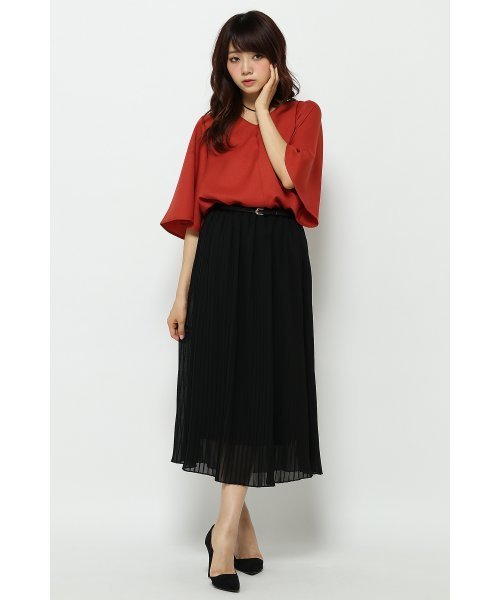 VENCEEXCHANGE（ヴァンスエクスチェンジ）の「シフォンプリーツスカート（スカート・レディース・ブラック/オフホワイト・MEDIUM）」の2枚目の写真