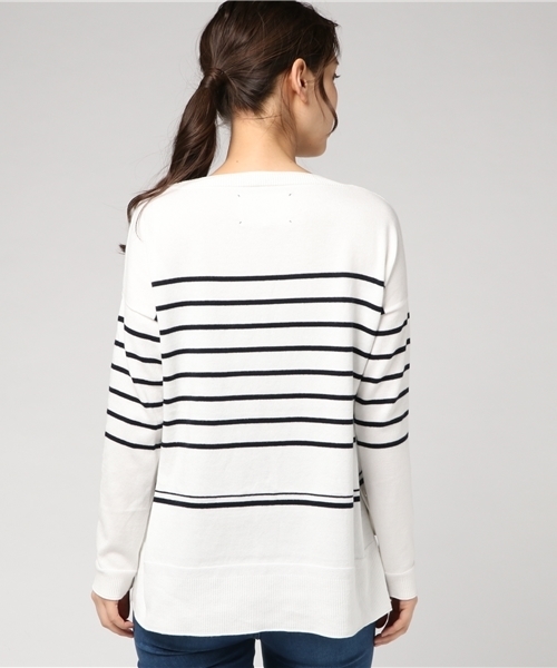 COMME CA ISM（コムサイズム）の「パネルボーダーワイドニット（ニット/セーター・レディース・ネイビー/ホワイト・MEDIUM/SMALL/LARGE）」の5枚目の写真
