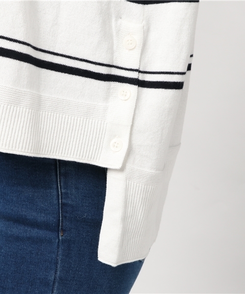 COMME CA ISM（コムサイズム）の「パネルボーダーワイドニット（ニット/セーター・レディース・ネイビー/ホワイト・MEDIUM/SMALL/LARGE）」の8枚目の写真