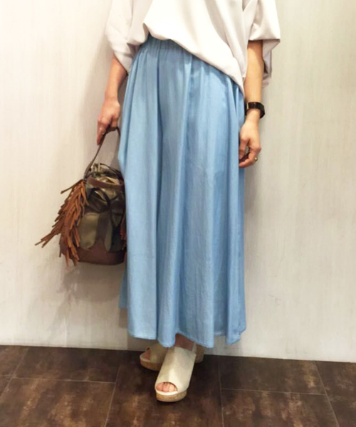 un dix cors（アンディコール）の「テンセルデニムギャザーパンツ（その他パンツ・レディース・ブルー/ネイビー・ﾌﾘ-）」の12枚目の写真