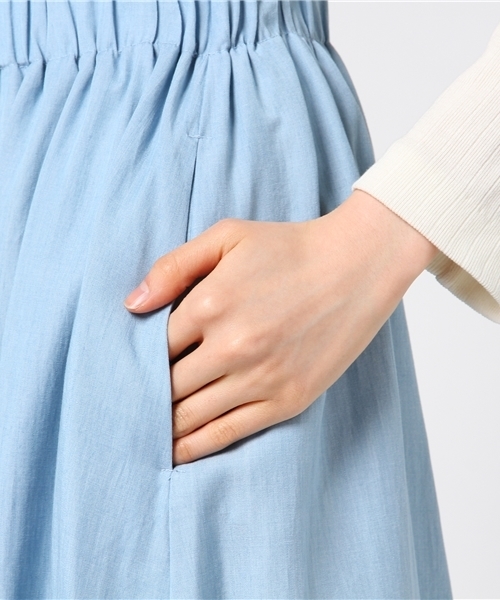 un dix cors（アンディコール）の「テンセルデニムギャザーパンツ（その他パンツ・レディース・ブルー/ネイビー・ﾌﾘ-）」の8枚目の写真