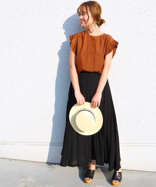 Prefer SHIPS（プリファーシップス）の「Prefer SHIPS: プリーツノースリーブブラウス（シャツ/ブラウス・レディース・ブラウン/レッド・ONE SIZE）」の11枚目の写真