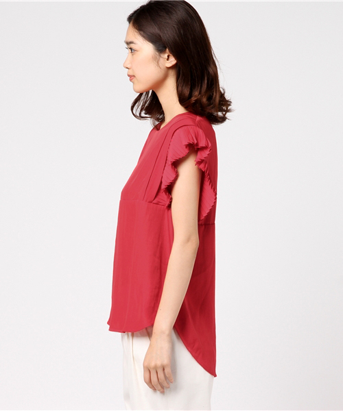 Prefer SHIPS（プリファーシップス）の「Prefer SHIPS: プリーツノースリーブブラウス（シャツ/ブラウス・レディース・ブラウン/レッド・ONE SIZE）」の4枚目の写真