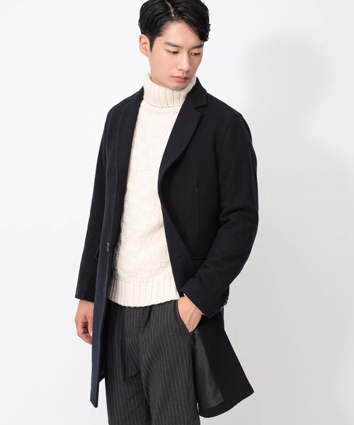 koe(コエ)の「メルトンチェスターコート(チェスターコート・メンズ・ネイビー/キャメル/ダークグレー・S/LL/M/L)」の1枚目の写真