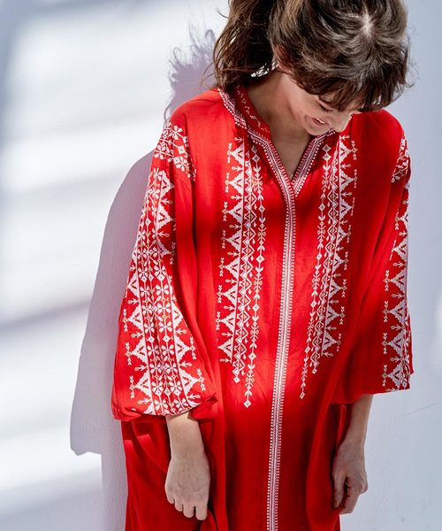 CIAOPANIC（チャオパニック）の「クロスステッチラグランワンピース（ワンピース・レディース・ホワイト/レッド/ピンク・FREE）」の15枚目の写真