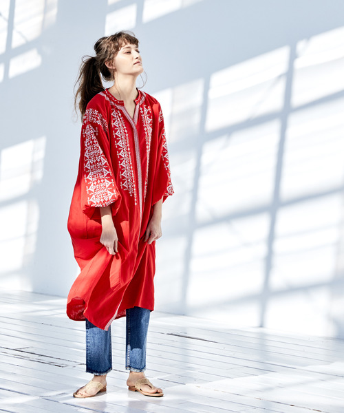 CIAOPANIC（チャオパニック）の「クロスステッチラグランワンピース（ワンピース・レディース・ホワイト/レッド/ピンク・FREE）」の19枚目の写真