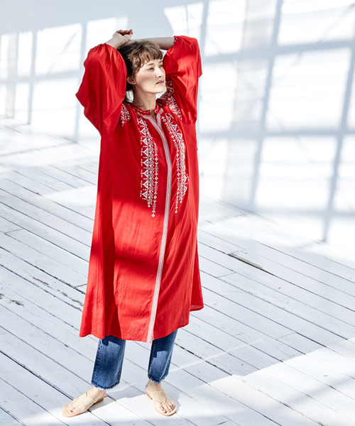 CIAOPANIC（チャオパニック）の「クロスステッチラグランワンピース（ワンピース・レディース・ホワイト/レッド/ピンク・FREE）」の22枚目の写真