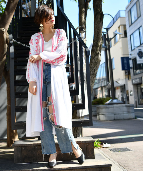 CIAOPANIC（チャオパニック）の「クロスステッチラグランワンピース（ワンピース・レディース・ホワイト/レッド/ピンク・FREE）」の10枚目の写真