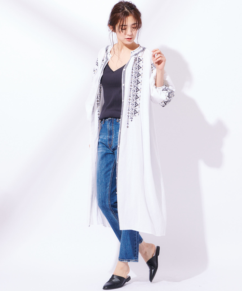 CIAOPANIC（チャオパニック）の「クロスステッチラグランワンピース（ワンピース・レディース・ホワイト/レッド/ピンク・FREE）」の5枚目の写真