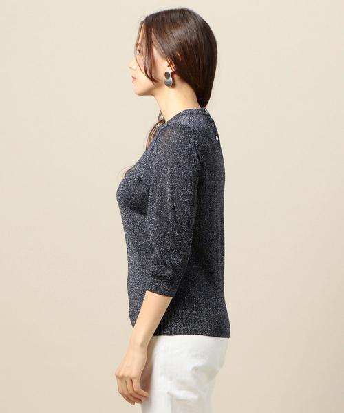 BEAUTY&YOUTH UNITED ARROWS（ビューティーアンドユースユナイテッドアローズ）の「BY ラメバックボタン7分袖ニットプルオーバー o（ニット/セーター・レディース・ゴールド/シルバー/ネイビー・FREE）」の6枚目の写真