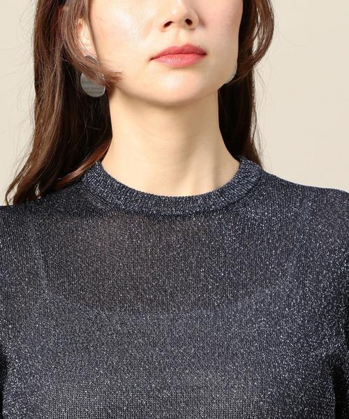 BEAUTY&YOUTH UNITED ARROWS（ビューティーアンドユースユナイテッドアローズ）の「BY ラメバックボタン7分袖ニットプルオーバー o（ニット/セーター・レディース・ゴールド/シルバー/ネイビー・FREE）」の7枚目の写真