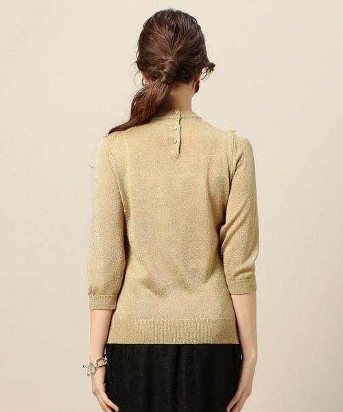 BEAUTY&YOUTH UNITED ARROWS（ビューティーアンドユースユナイテッドアローズ）の「BY ラメバックボタン7分袖ニットプルオーバー o（ニット/セーター・レディース・ゴールド/シルバー/ネイビー・FREE）」の16枚目の写真