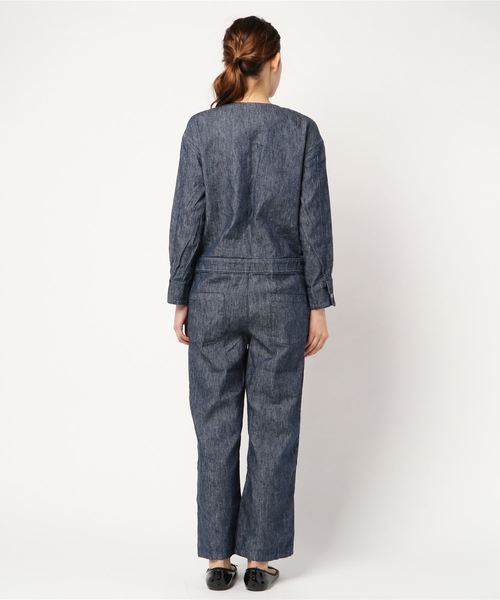 CIAOPANIC(チャオパニック)の「Jumpsuit/リネンデニムジャンプスーツ(つなぎ/オールインワン・レディース・ブルー・MEDIUM/SMALL)」の2枚目の写真