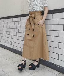 OLIVE des OLIVE | [WEB限定!] ウエストリボンフレアトレンチスカート(スカート)