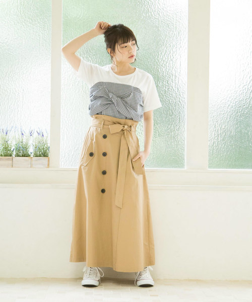 OLIVE des OLIVE（オリーブデオリーブ）の「[WEB限定!] ウエストリボンフレアトレンチスカート（スカート・レディース・ベージュ/ターコイズブルー/ネイビー・FREE）」の18枚目の写真