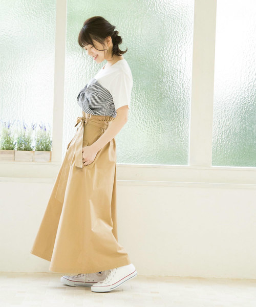 OLIVE des OLIVE（オリーブデオリーブ）の「[WEB限定!] ウエストリボンフレアトレンチスカート（スカート・レディース・ベージュ/ターコイズブルー/ネイビー・FREE）」の4枚目の写真