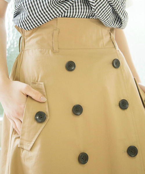OLIVE des OLIVE（オリーブデオリーブ）の「[WEB限定!] ウエストリボンフレアトレンチスカート（スカート・レディース・ベージュ/ターコイズブルー/ネイビー・FREE）」の7枚目の写真