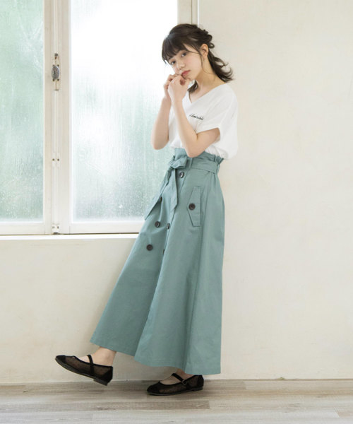 OLIVE des OLIVE（オリーブデオリーブ）の「[WEB限定!] ウエストリボンフレアトレンチスカート（スカート・レディース・ベージュ/ターコイズブルー/ネイビー・FREE）」の12枚目の写真