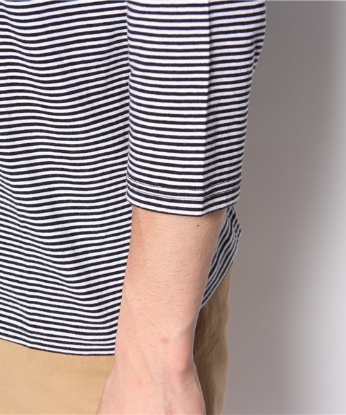 R.NEWBOLD（アールニューボールド）の「U NECK CS/BORDER/THREE-QUARTER SLEEVES/135527/∽（Tシャツ/カットソー・メンズ・ブラック/グリーン/ネイビー/パープル/オレンジ・SMALL/MEDIUM/LARGE/X-LARGE）」の9枚目の写真