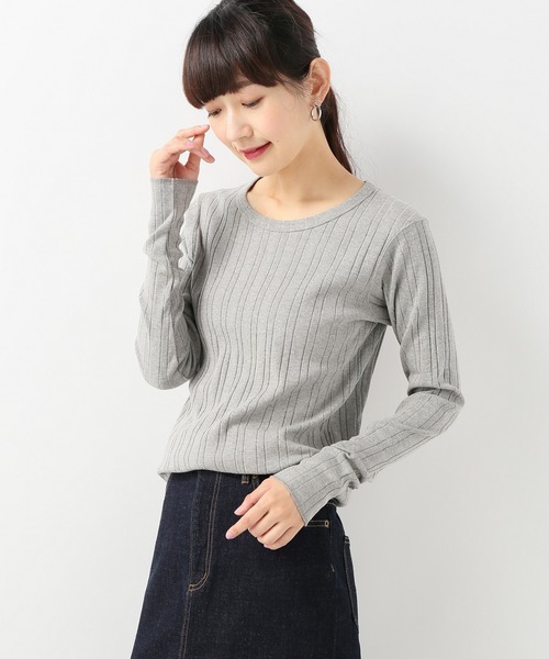 SLOBE IENA（スローブイエナ）の「針抜きリブプルオーバー◆（Tシャツ/カットソー・レディース・ブラック/グレー/アイボリー/ダークラベンダー・FREE）」の4枚目の写真