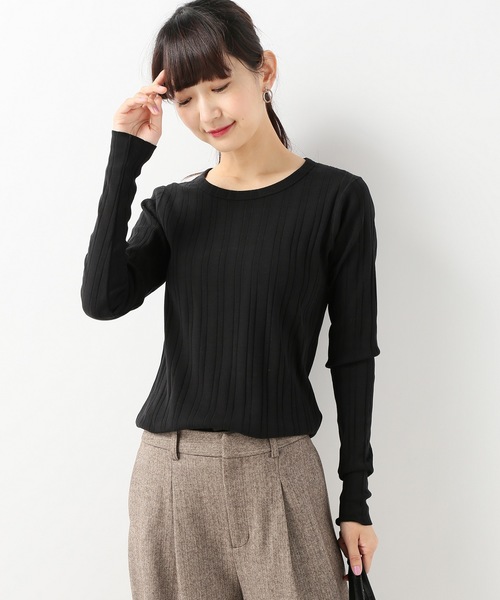 SLOBE IENA（スローブイエナ）の「針抜きリブプルオーバー◆（Tシャツ/カットソー・レディース・ブラック/グレー/アイボリー/ダークラベンダー・FREE）」の3枚目の写真