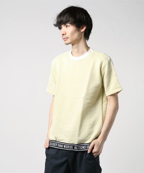 IGNIO（イグニオ）の「カットサッカーTシャツ（半袖）（Tシャツ/カットソー・メンズ・ペールイエロー/オフホワイト/ブラック・M/L/LL）」の3枚目の写真