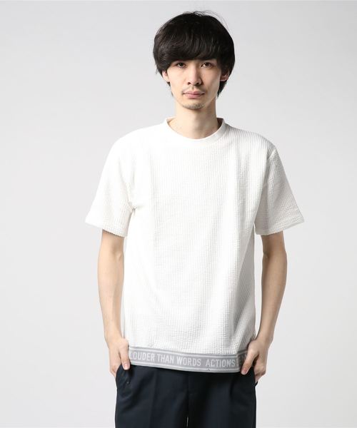 IGNIO（イグニオ）の「カットサッカーTシャツ（半袖）（Tシャツ/カットソー・メンズ・ペールイエロー/オフホワイト/ブラック・M/L/LL）」の2枚目の写真