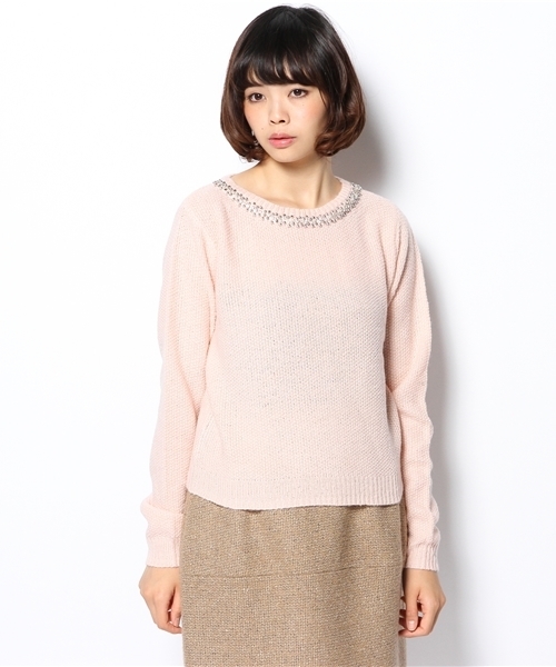 Chico（チコ）の「衿ビジュー付ニット（ニット/セーター・レディース・ブラック/ピンク/グリーン/ホワイト・FREE）」の13枚目の写真