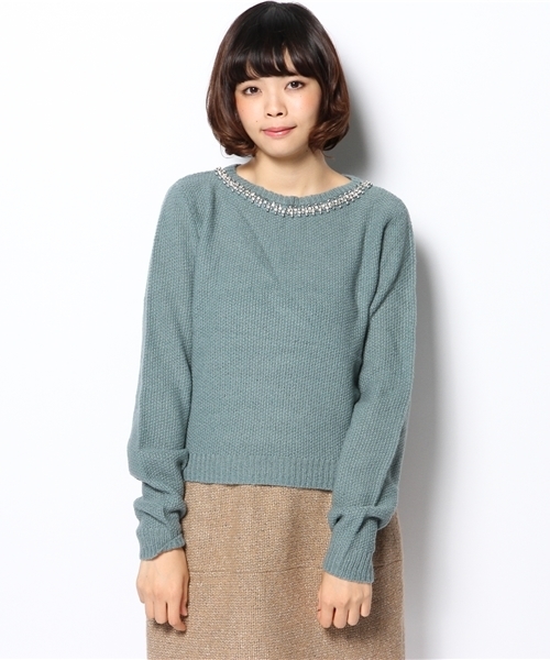 Chico（チコ）の「衿ビジュー付ニット（ニット/セーター・レディース・ブラック/ピンク/グリーン/ホワイト・FREE）」の14枚目の写真