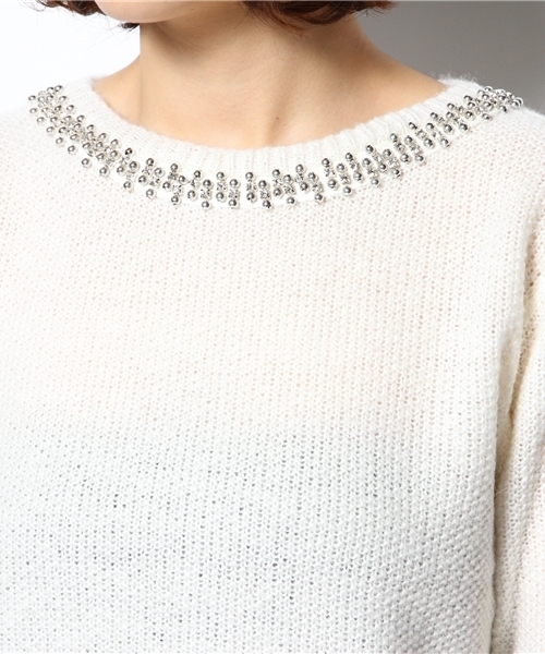 Chico（チコ）の「衿ビジュー付ニット（ニット/セーター・レディース・ブラック/ピンク/グリーン/ホワイト・FREE）」の8枚目の写真