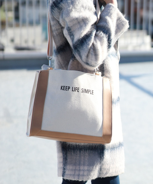 florist（フローリスト）の「【2way】ロゴ配色キャンバスハンドバッグ（トートバッグ・レディース・ブラック/ブラウン/ベージュ・FREE）」の3枚目の写真