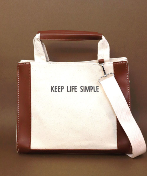 florist（フローリスト）の「【2way】ロゴ配色キャンバスハンドバッグ（トートバッグ・レディース・ブラック/ブラウン/ベージュ・FREE）」の2枚目の写真